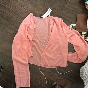 Tie in front long sleeve cover  up